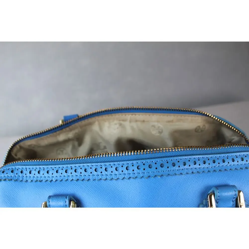 Tory Burch 2 Way Mini Boston Blue Leather Robinson Satchel Handbag